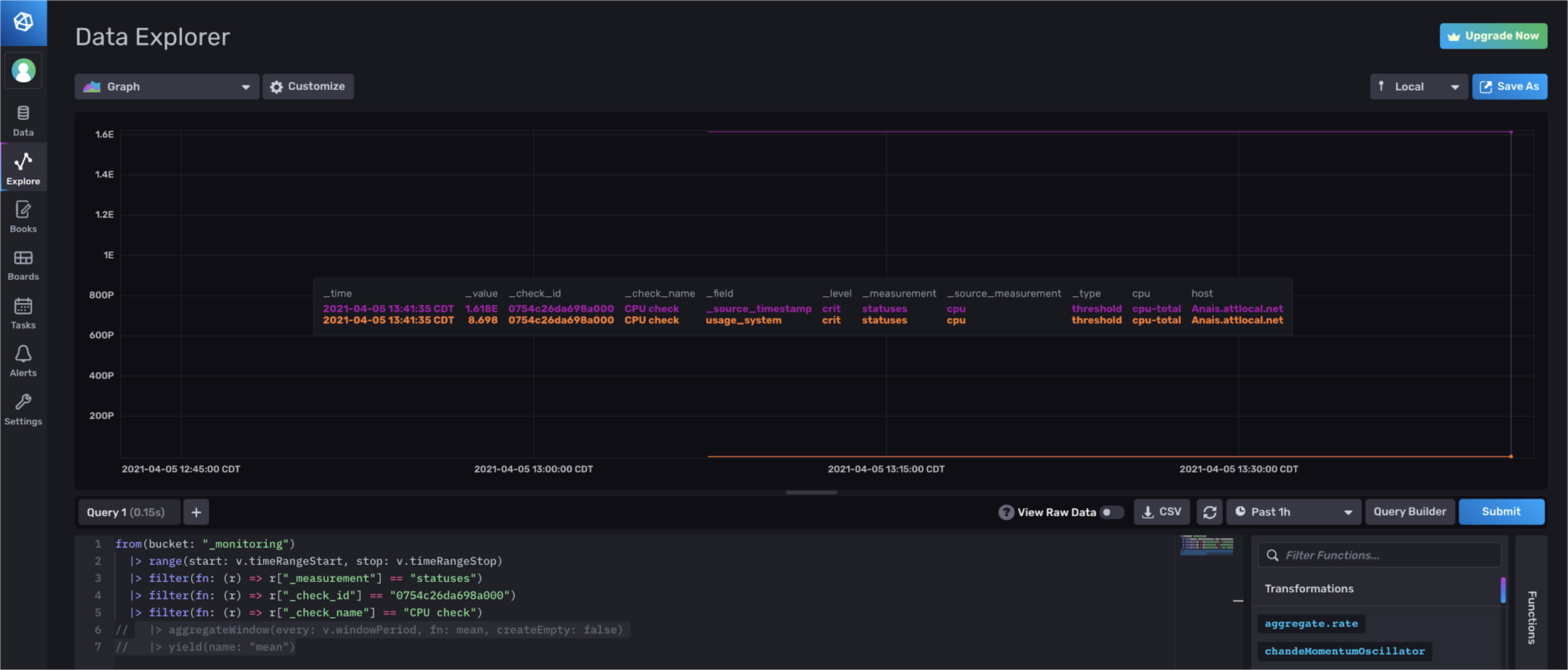 statuses monitoring without aggregate window