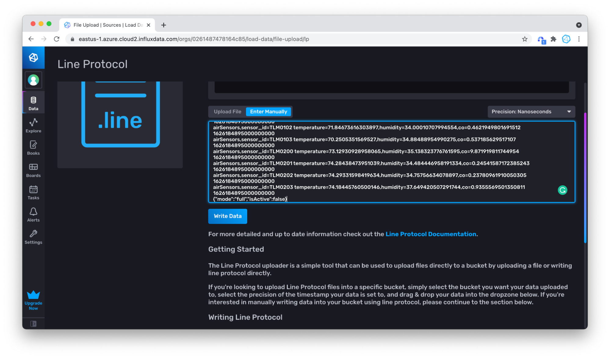 paste line protocol